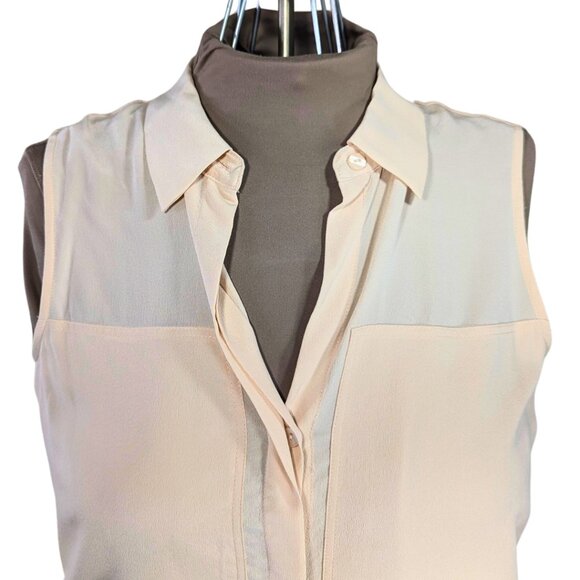 Max Studio Large NWT Sleeveless Peach Silk Collared Blouse - Picture 4 of 9